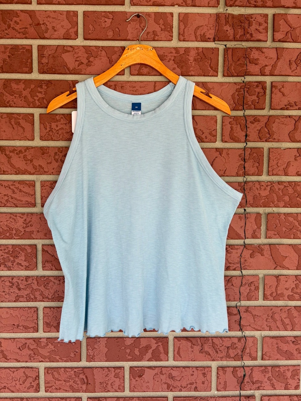 Old Navy Light Blue Ribbed Tank - Sleeveless Lettuce Hem